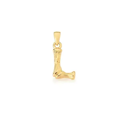 Pingente Letra "L" Liso e Trabalhado Banhado a Ouro