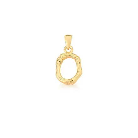 Pingente Letra "O" Liso e Trabalhado Banhado a Ouro