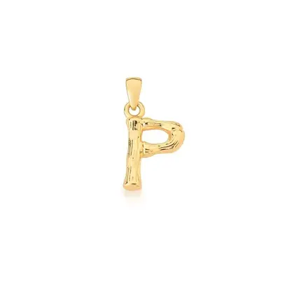 Pingente Letra "P" Liso e Trabalhado Banhado a Ouro