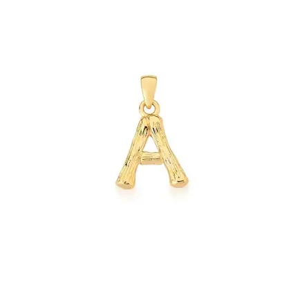 Pingente Letra "A" Liso e Trabalhado Banhado a Ouro