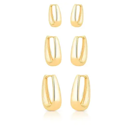 Trio de Argolas Lisas e Triangulares