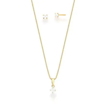 Conjunto Brinco e Colar com Ponto de Luz