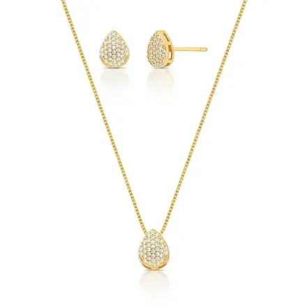 Conjunto Brinco e Colar de Gota em Zircônias