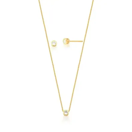 Conjunto Brinco e Pingente Ponto de Luz
