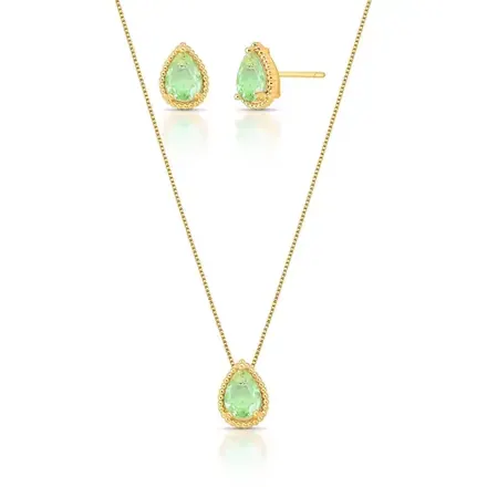 Conjunto Brinco e Colar de Gota em Cristal