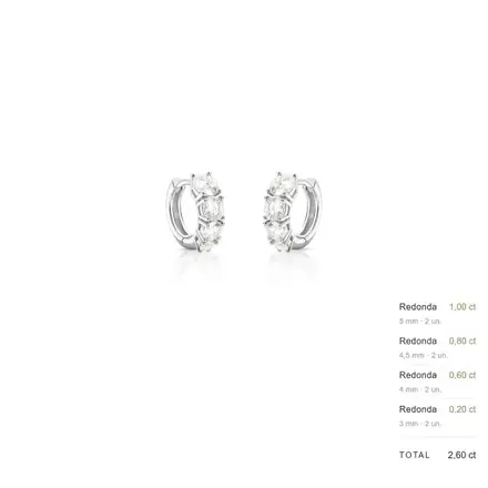 Argola Redonda com Pedras Moissanites 5mm Prata Rodinada