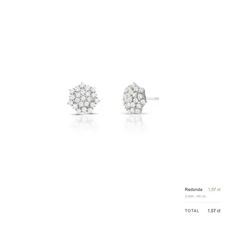 Brinco de Flor com Pedras Moissanites 2mm Prata Rodinada