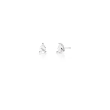 Brinco de Gota em Pedra Moissanite 5x7mm Prata Rodinada