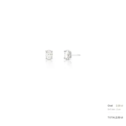 Brinco com Pedra Oval Moissanite 5x7mm Prata Rodinada