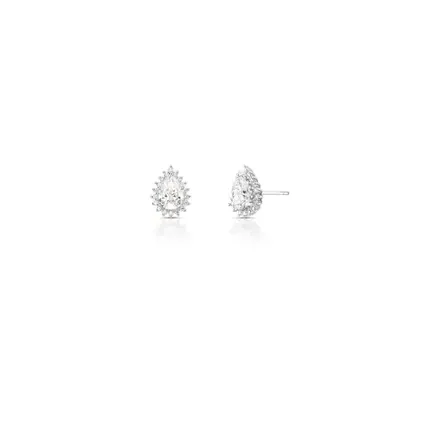 Brinco de Gota em Pedras Moissanites Prata Rodinada