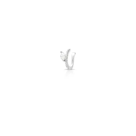 Piercing de Orelha Pedra Moissanite 3x6mm Prata Rodinada