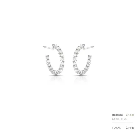 Meia Argola com Pedras Moissanite 2.5mm Prata Rodinada