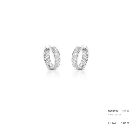 Argola Redonda com Pedras Moissanites 1mm Prata Rodinada