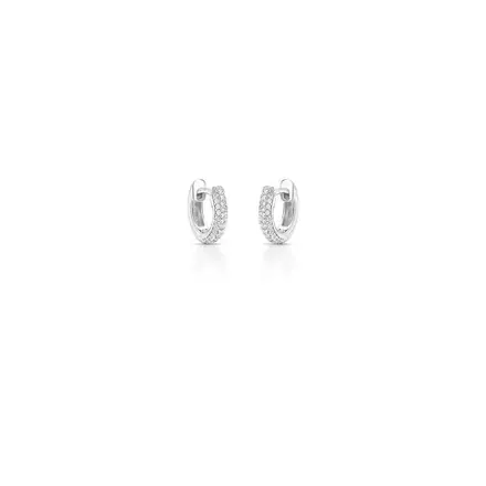 Argola em Três Fileiras de Pedras Moissanites 1mm Prata Rodinada