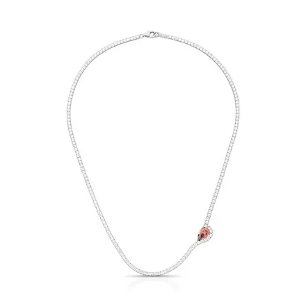Colar Riviera com Cristal de Gota e Zircônias Prata Rodinada