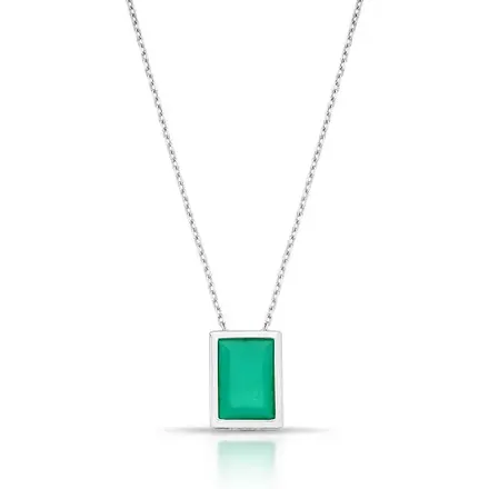 Colar com Pingente em Cristal Retangular Prata Rodinada
