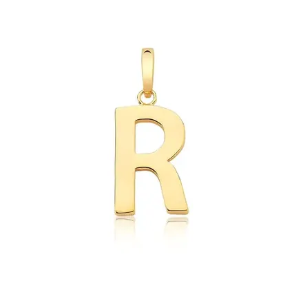 Pingente Letra "R" Liso com Fecho