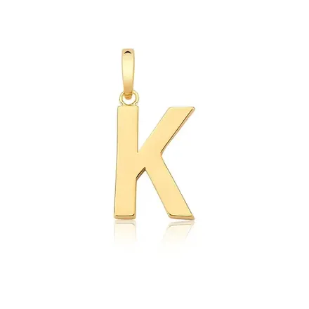 Pingente Letra "K" Liso com Fecho Banhado a Ouro