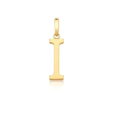 Pingente Letra "I" Liso com Fecho Folheado a Ouro