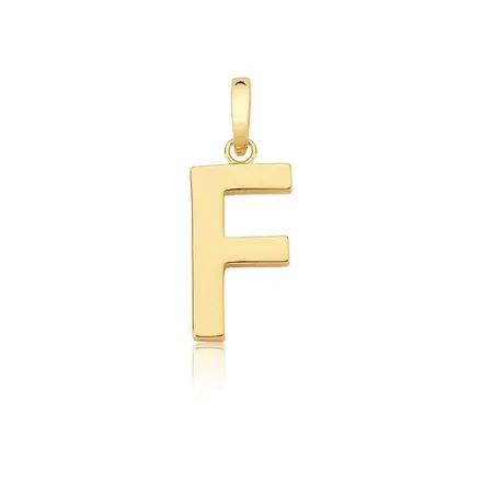 Pingente Letra "F" Liso com Fecho Folheado a Ouro