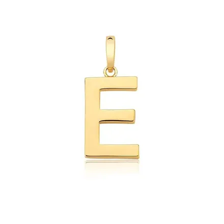 Pingente de Letra "E" Liso com Fecho