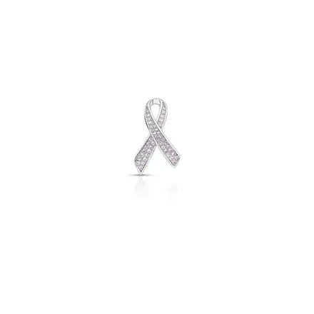 Broche de Laço Outubro Rosa em Zircônias