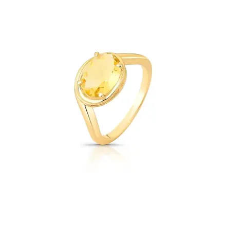 Anel Curvo com Cristal Oval