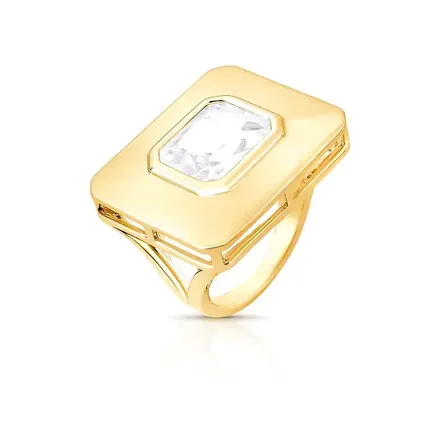 Anel com Cristal Retangular