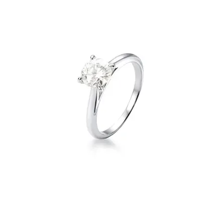 Anel Solitário Pedra Moissanite 6.5mm Prata Rodinada