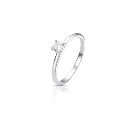 Anel com Pedra Moissanite 4mm Redonda Prata Rodinada