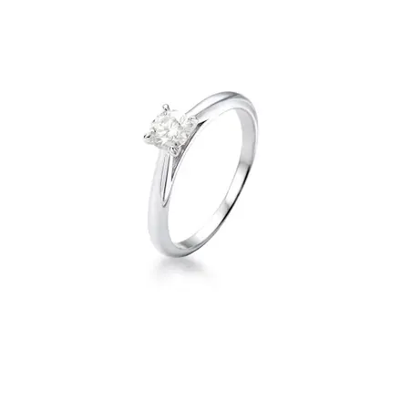 Anel Solitário com Pedra Moissanite 5mm Prata Rodinada