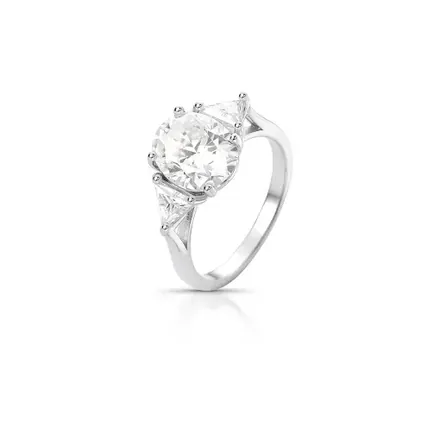 Anel com Pedras Moissanite Oval 8x10mm Prata Rodinada