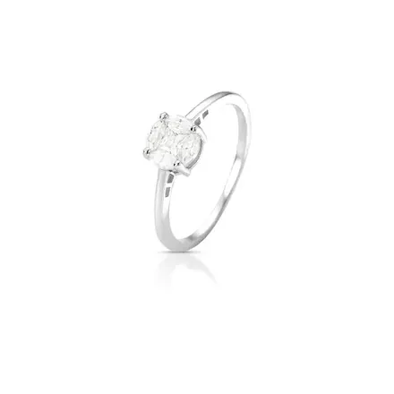 Anel Redondo com Pedras Moissanites 3mm Prata Rodinada