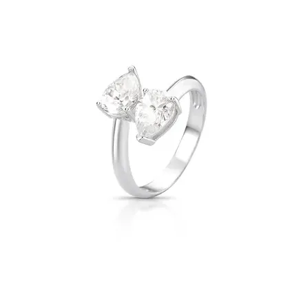 Anel de Gota em Pedras Moissanites 8x6mm Prata Rodinada
