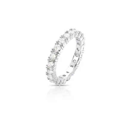 Anel com Pedras Moissanites 3mm Prata Rodinada