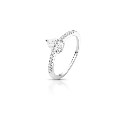 Anel de Gota em Pedra Moissanite 5x7mm Prata Rodinada