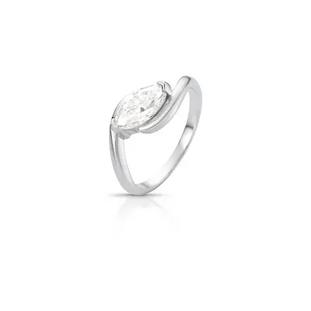 Anel com Pedra Moissanite 1cmx5mm Prata Rodinada