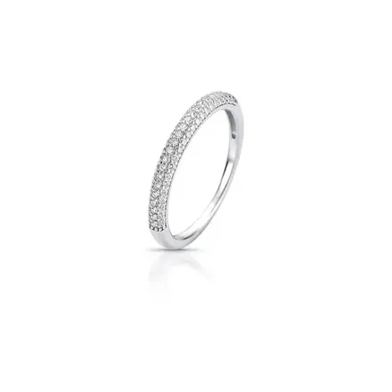 Anel com Três Fileiras de Pedras Moissanites 1mm Prata Rodinada