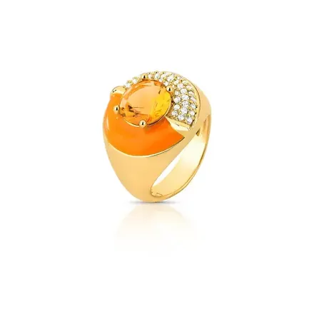 Anel Dedo Mínimo Esmaltado com Cristal e Zircônias