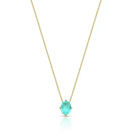 Colar com Pingente de Cristal Oval