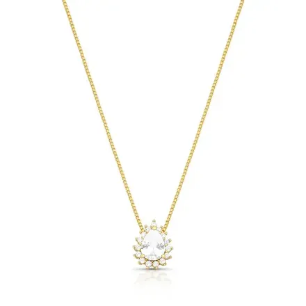Colar com Pingente de Gota em Zircônias