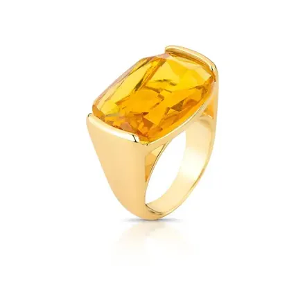 Anel Vazado com Cristal Retangular