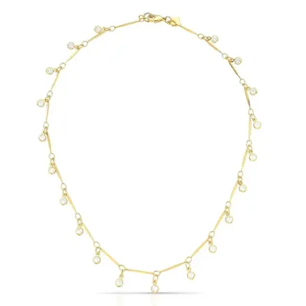 Choker com Pingentes de Zircônias Redondas em Pêndulo