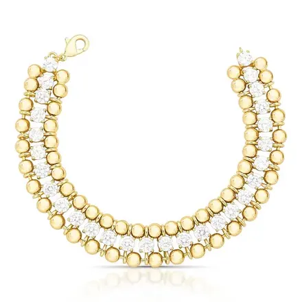 Pulseira com Zircônias Redondas e Esferas Lisas