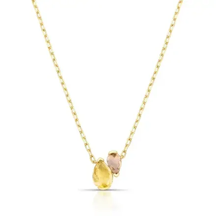 Colar com Pingente de Duas Gotas em Cristais