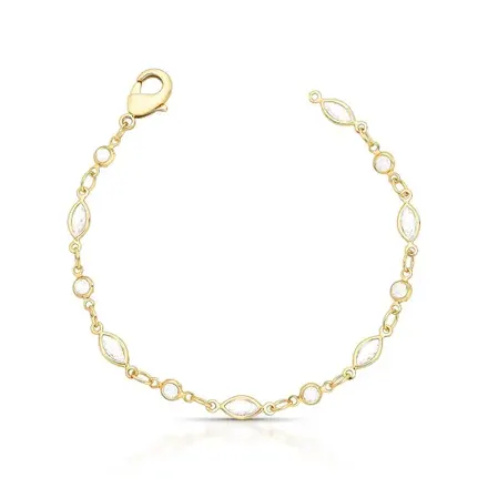 Pulseira Intercalada com Zircônias Redondas e Navetes